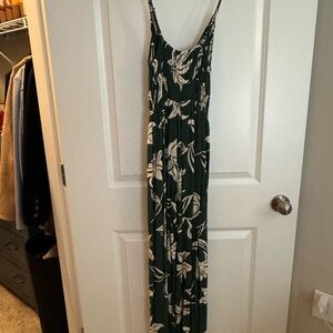 Green and White Floral Maxi Dress